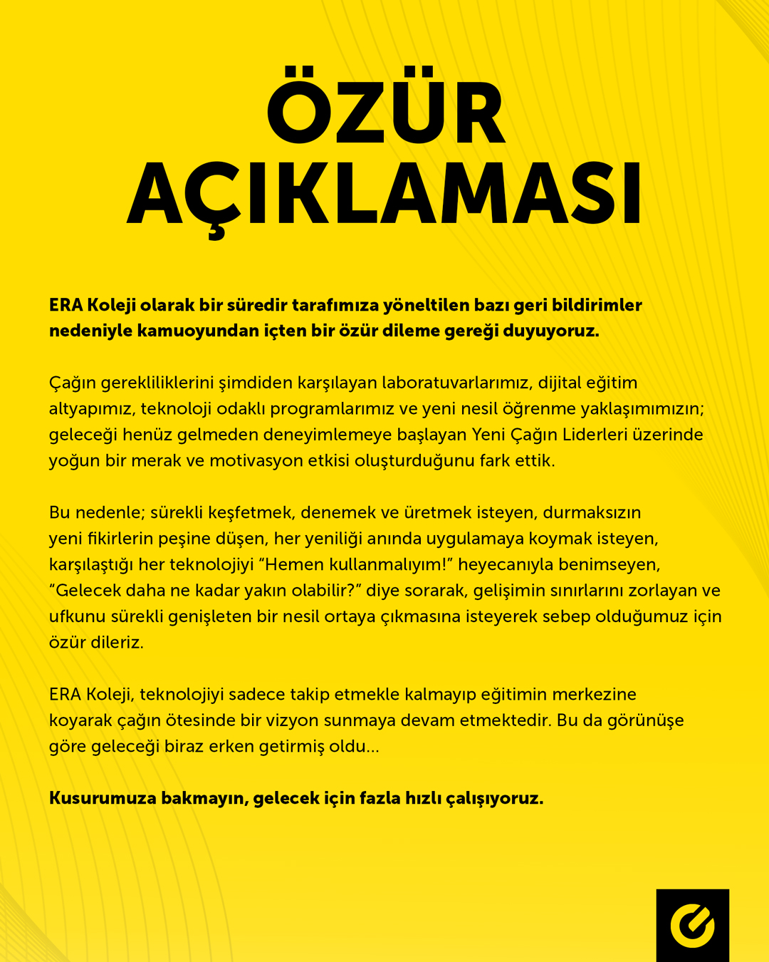 ERA Koleji – ÖZÜR AÇIKLAMASI görseli
