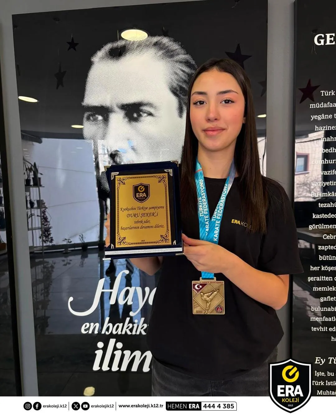 ERA Koleji – OKULUMUZ  9. SINIF ÖĞRENCİSİ DURU ŞEKER  BURSA'DA GERÇEKLEŞEN KYOKUSHİN KARATE TÜRKİYE ŞAMPİYONASI'NDA TÜRKİYE ŞAMPİYONU OLARAK BÜYÜK BİR BAŞARIYA İMZA ATMIŞTIR   ÖĞRENCİMİZİ TEBRİK EDER, BAŞARILARININ DEVAMINI DİLERİZ  görseli